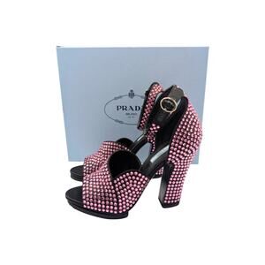 Prada Pink Swarovski Crystal Block Heels Fall 2019 Size 37